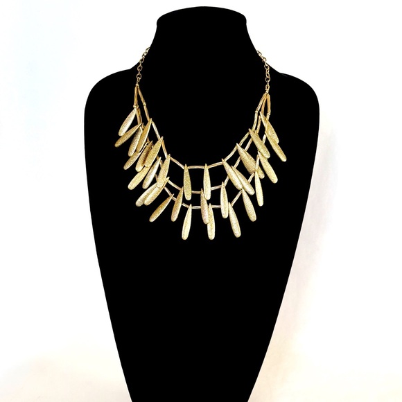 Talbots Jewelry - TALBOTS Ultra Glam Gold Layered Leaf Statement Necklace | NWOT